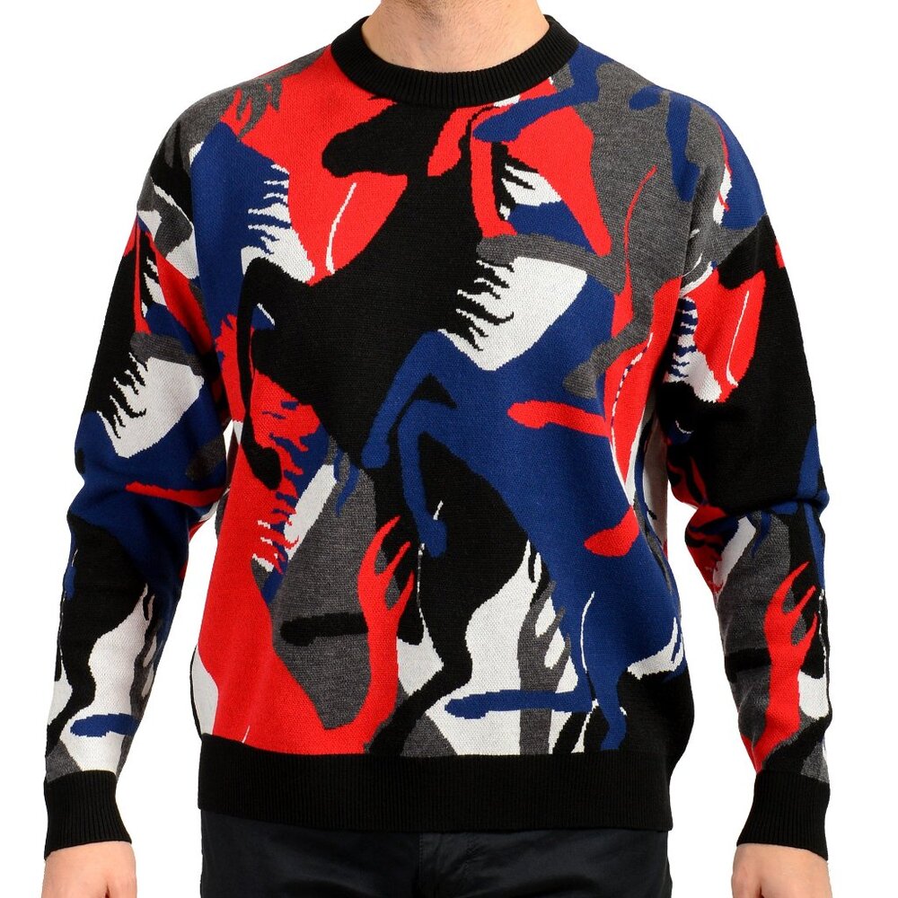 Scuderia Ferrari Men's "Jacquard Camouflage" Knit Wool Sweater US M IT 50